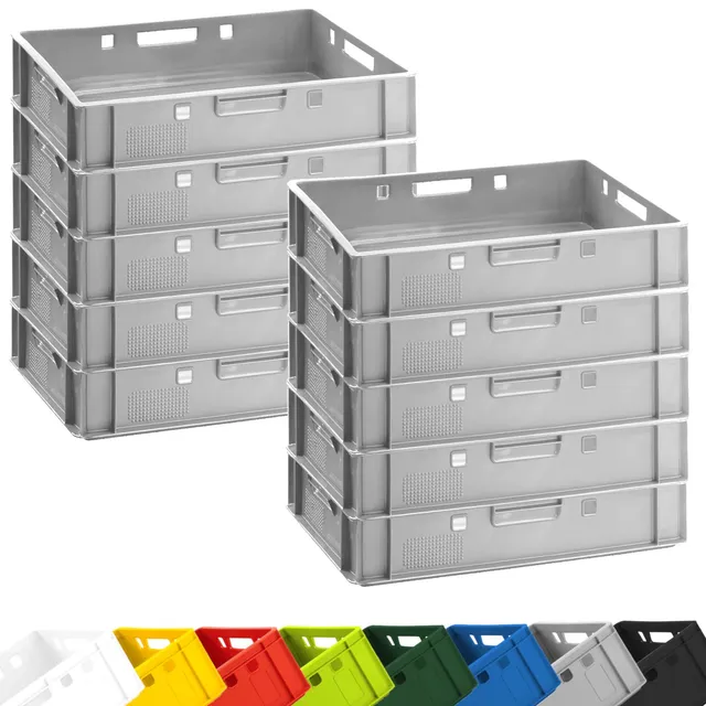 buri-fleischkiste-e1-eurobox-10er-set-grau-60x40x12-5-cm-hdpe-lebensmittelecht image 1