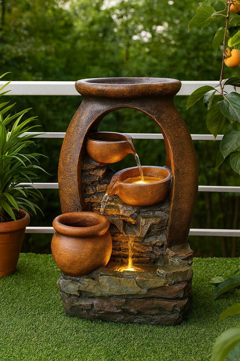 buri-led-gartenbrunnen-amphore-50-cm-wasserspiel-mit-pflanztopf-und-warmwei-er-l image 5