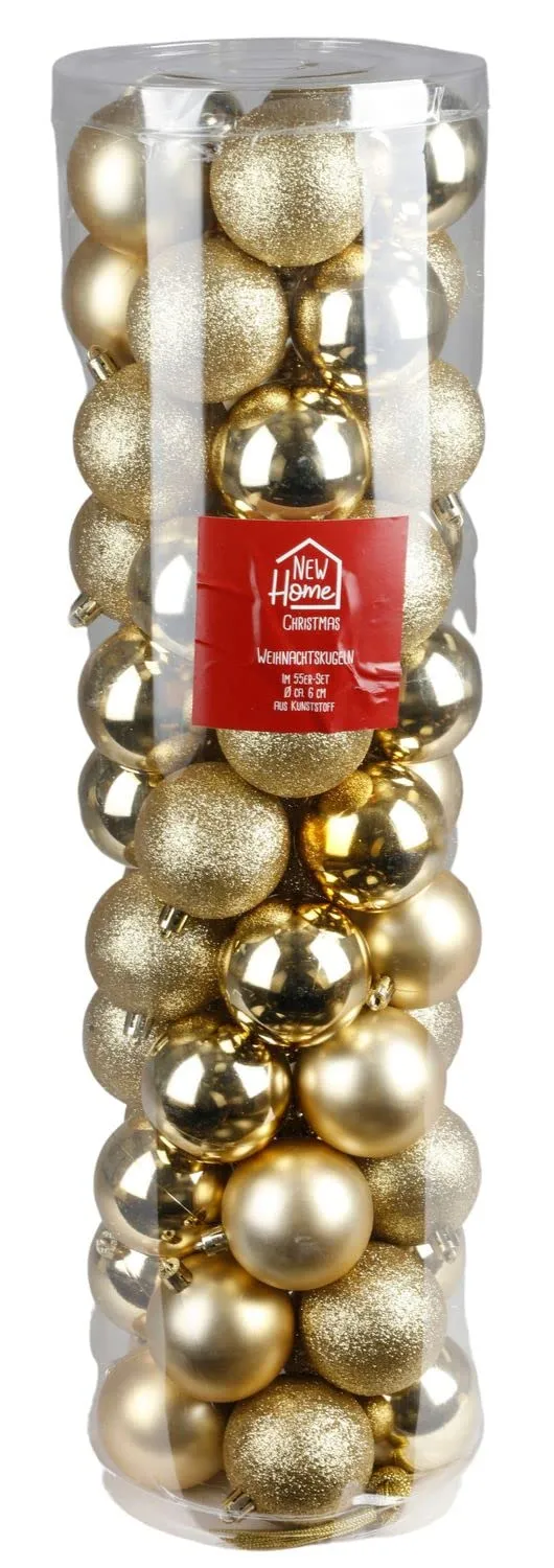 buri-christbaumkugeln-gold-6-cm-kunststoff-55er-set-weihnachtsbaumschmuck image 1