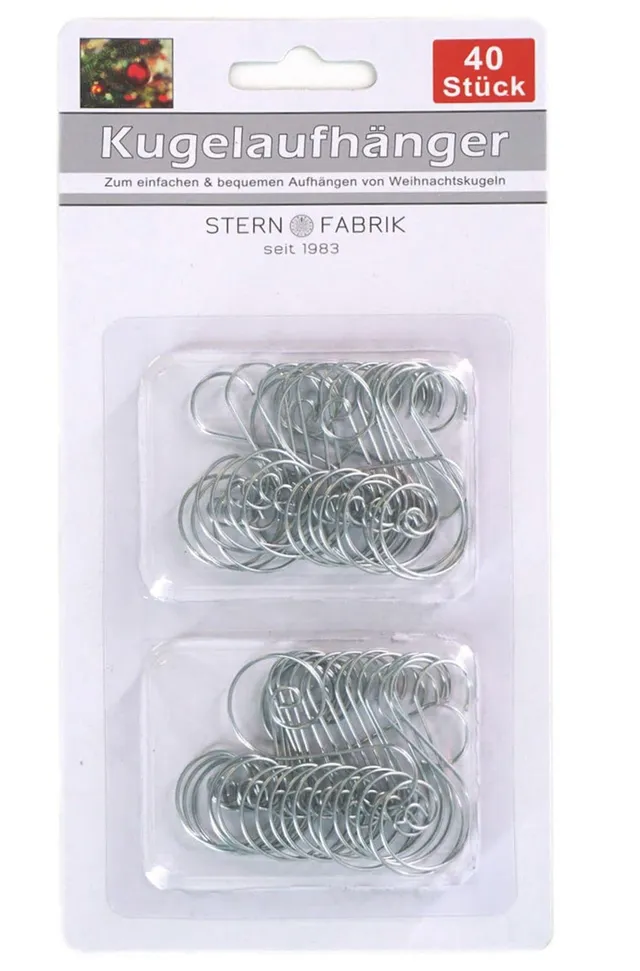 buri-weihnachtskugelaufh-nger-40er-set-kugelhaken-silber-metall image 1