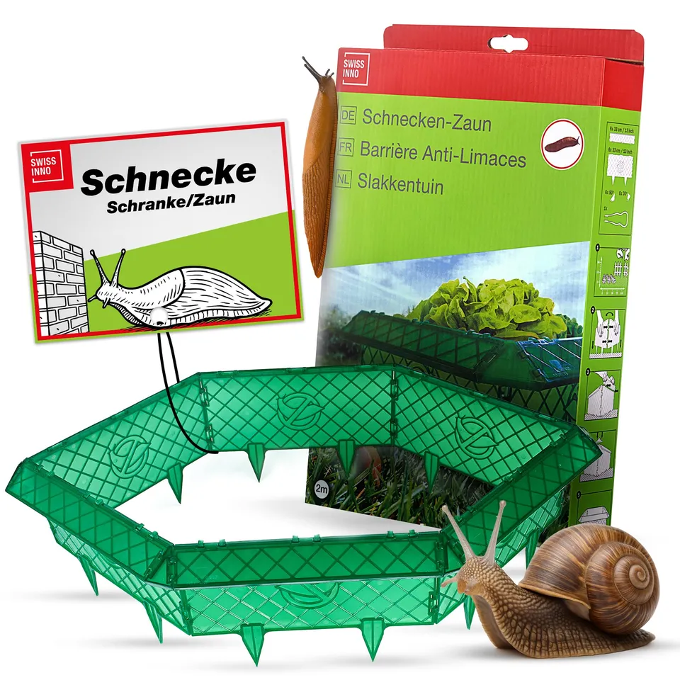 swissinno-schneckenzaun-mit-greifzange-komplett-set-2-m-schneckenkragen-mit-ecke image 1