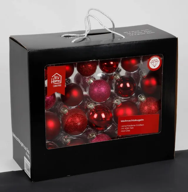 buri-christbaumkugeln-glas-rot-pink-42er-set-5-7-cm image 1