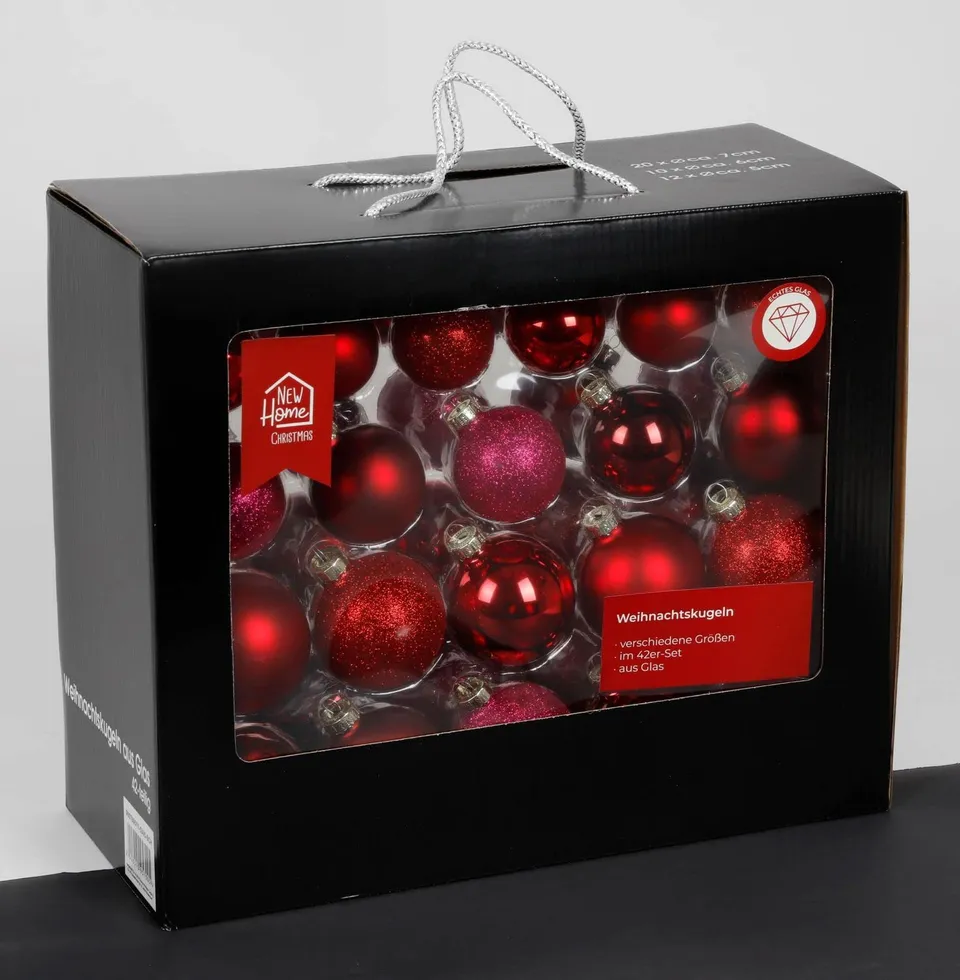 buri-christbaumkugeln-glas-rot-pink-42er-set-5-7-cm image 1