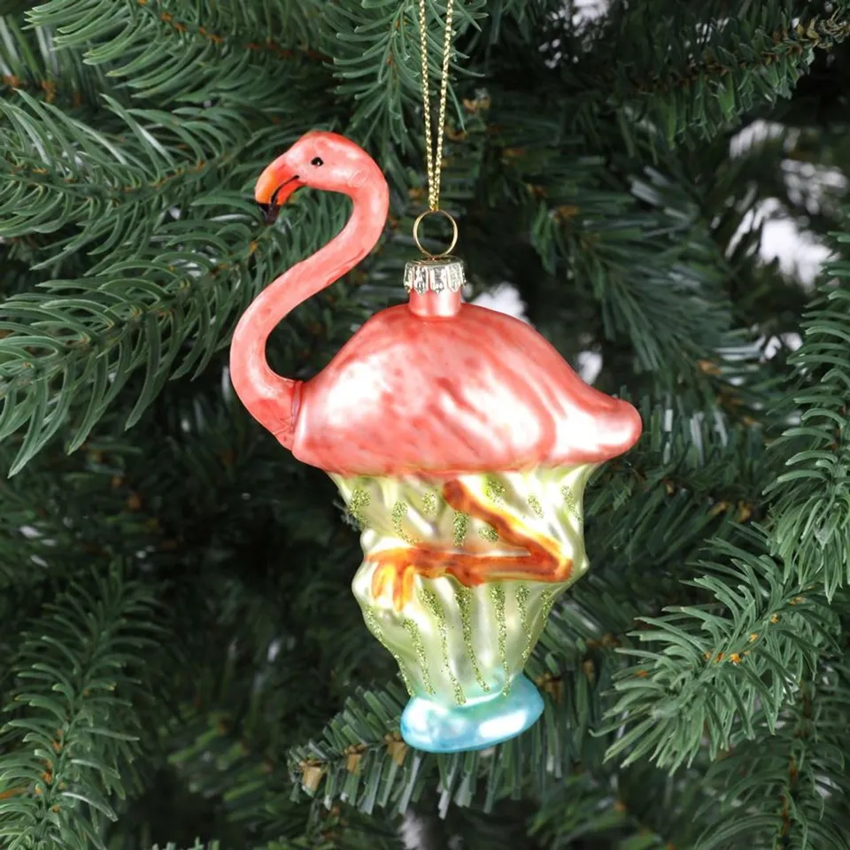 buri-glas-weihnachtsanh-nger-flamingo-12-5-cm-christbaumschmuck image 1