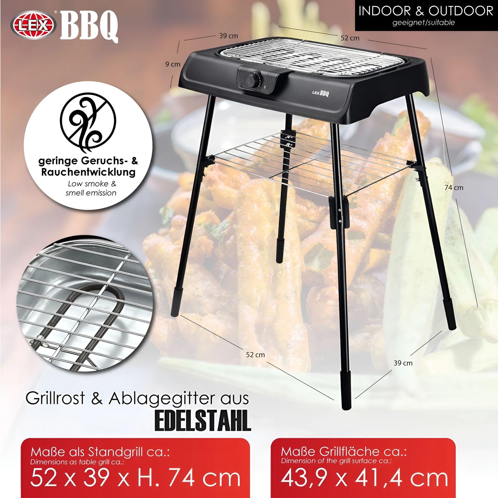 buri-lex-bbq-elektrogrill-2000-watt-2in1-tischgrill-und-standgrill-mit-edelstahl image 5