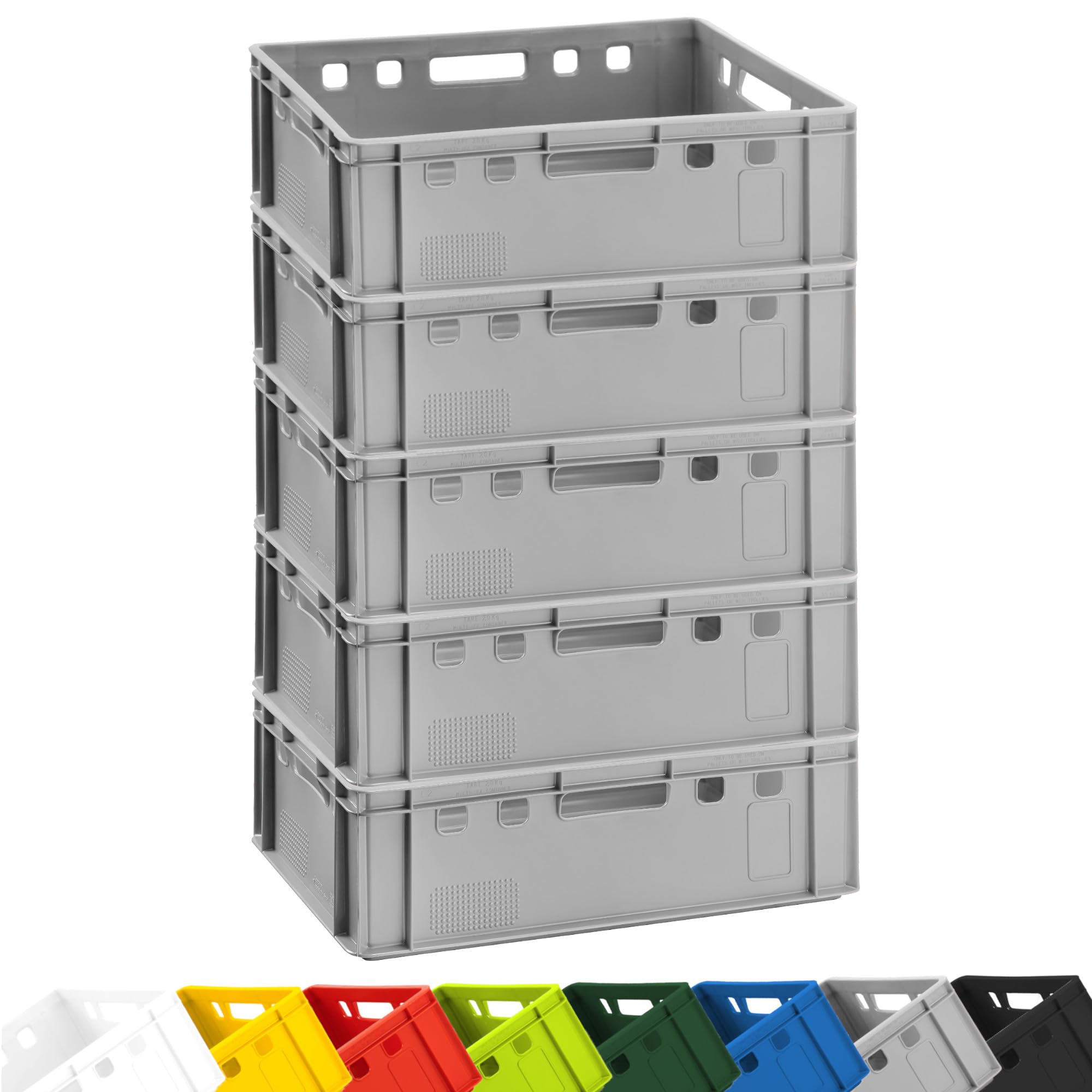 buri-fleischkiste-e2-eurobox-60x40x20-cm-5er-set-grau-stapelkiste-euronorm image 1