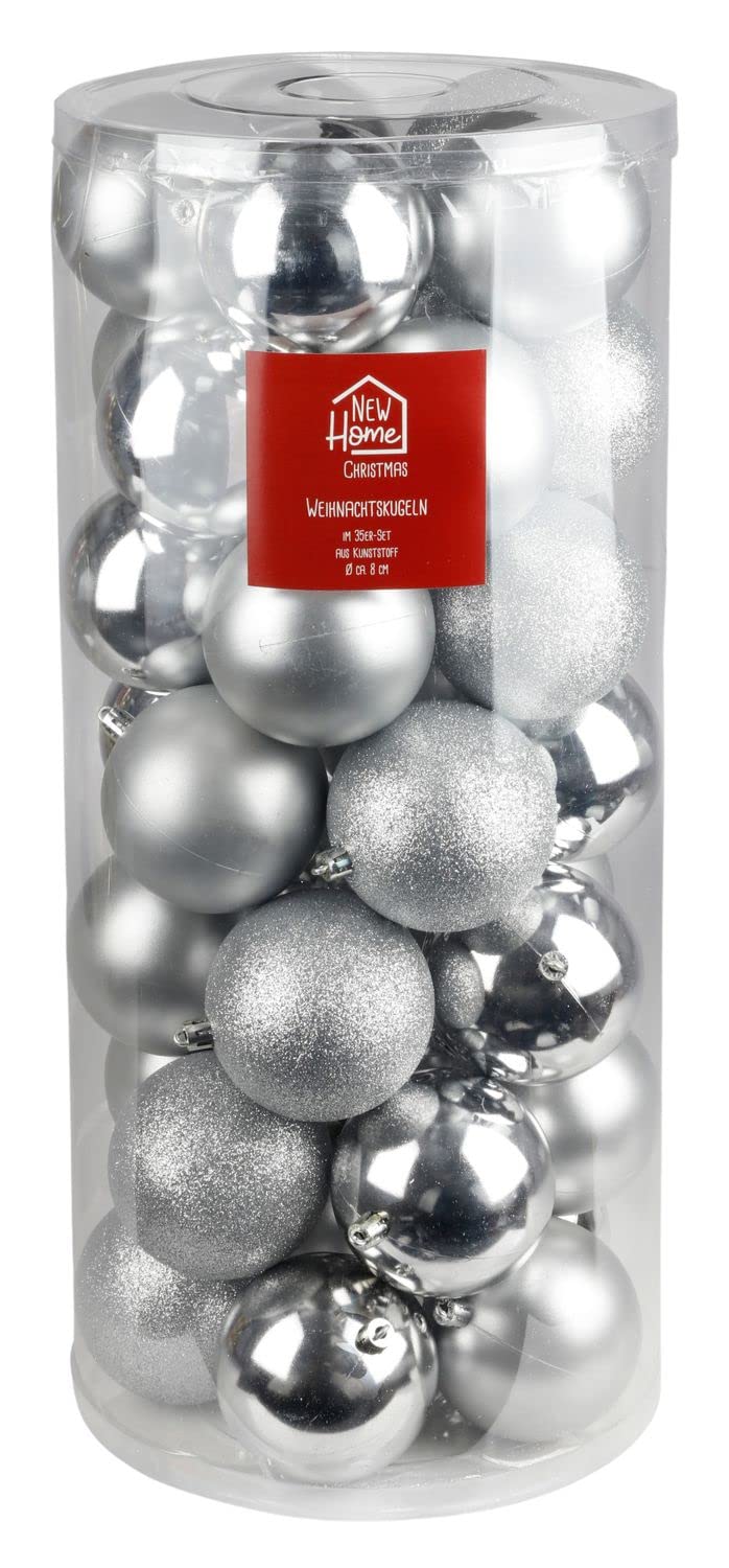 buri-christbaumkugeln-silber-8-cm-kunststoff-35er-set-weihnachtskugeln image 1