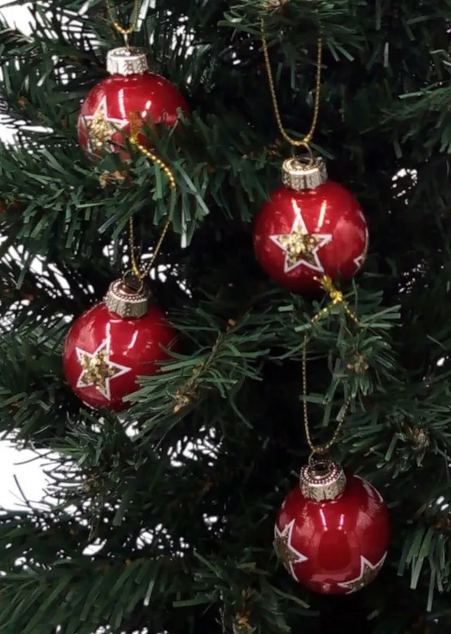 buri-glas-weihnachtskugeln-rot-stern-4er-set-6-cm image 1
