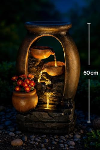 buri-led-gartenbrunnen-amphore-50-cm-wasserspiel-mit-pflanztopf-und-warmwei-er-l image 8