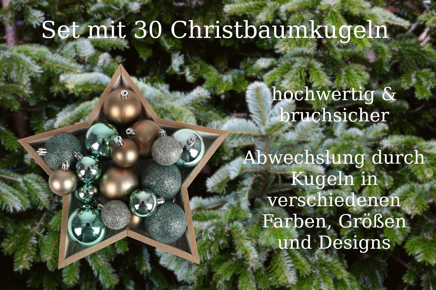 buri-christbaumkugeln-kunststoff-t-rkis-braun-silber-30er-set-4-6-cm image 2