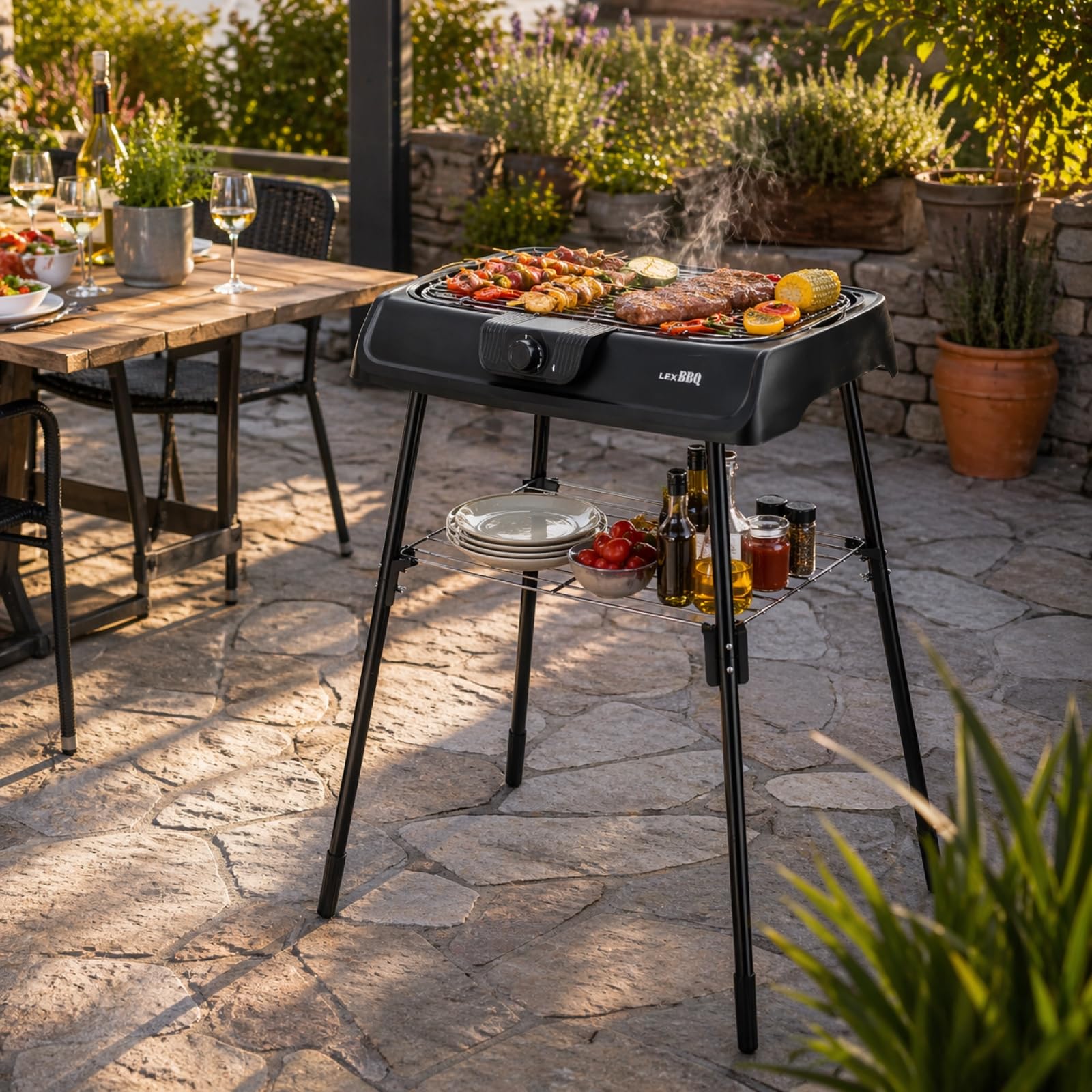 buri-lex-bbq-elektrogrill-2000-watt-2in1-tischgrill-und-standgrill-mit-edelstahl image 6