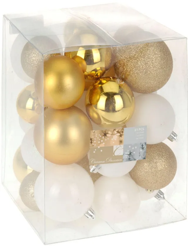 buri-weihnachtsbaumkugeln-gold-wei-31er-set-christbaumschmuck image 1