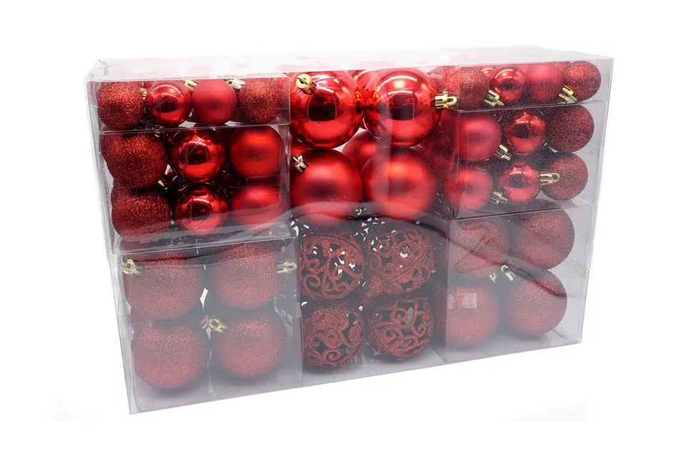 buri-weihnachtskugeln-100er-set-kunststoff-rot-christbaumschmuck image 1