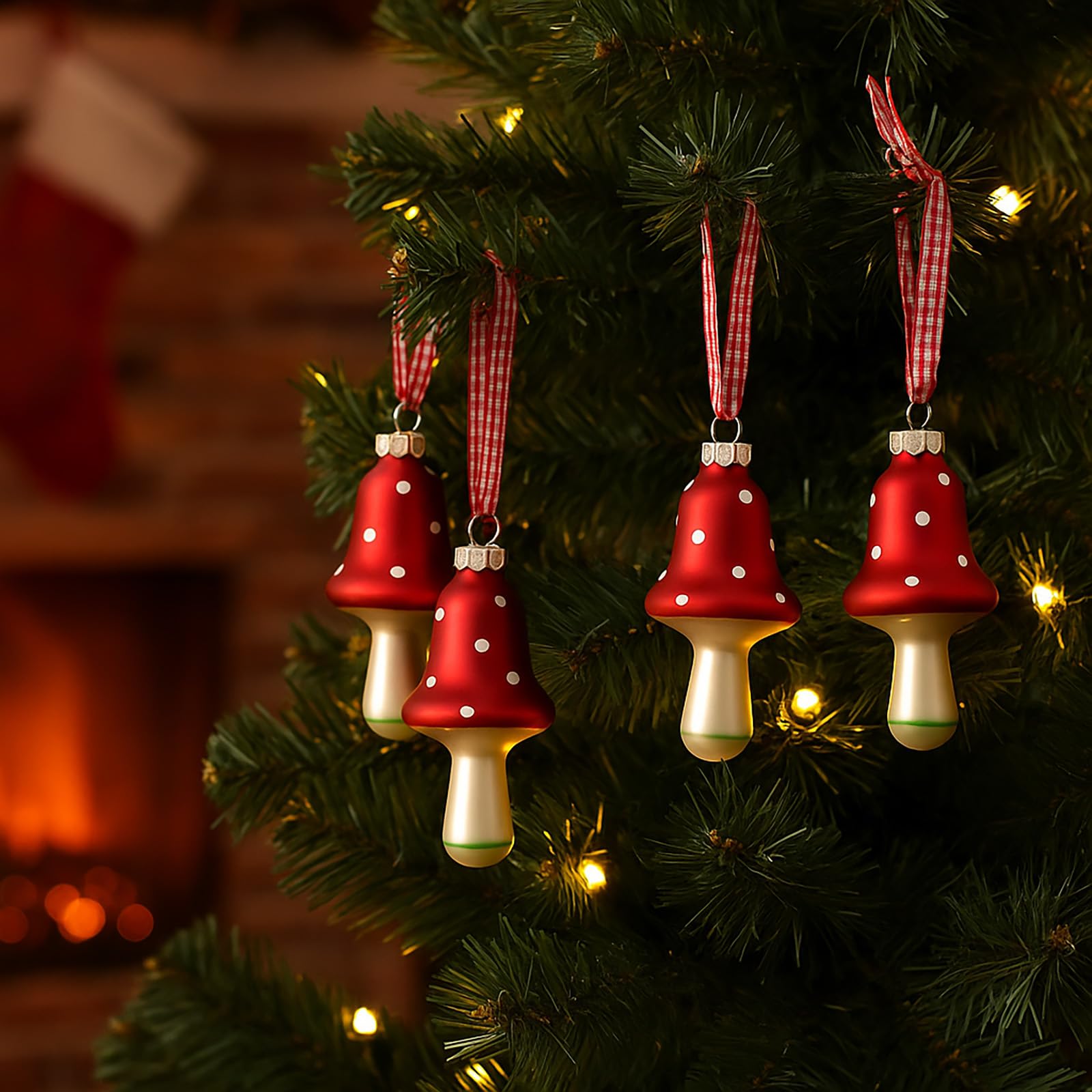 buri-weihnachtsbaumschmuck-pilz-4er-set-glas-fliegenpilz-anh-nger-rot-wei-8-cm image 4