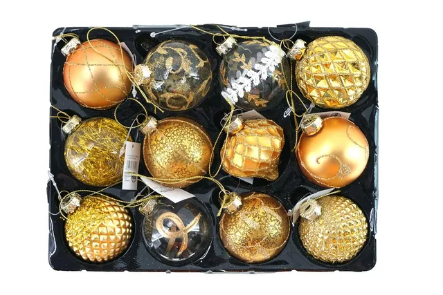 buri-weihnachtsbaumkugeln-glas-12er-set-gelb-6-cm image 1