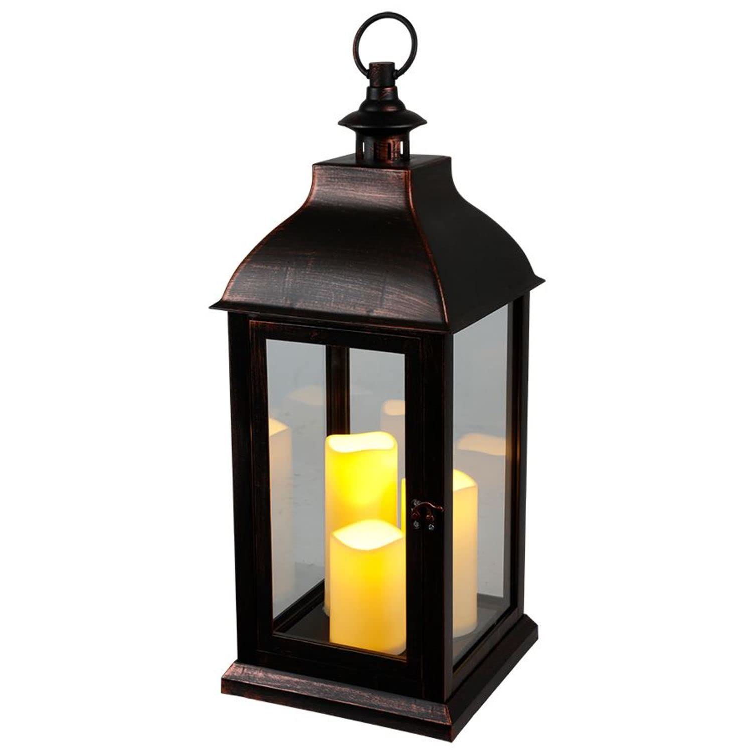 buri-xxl-laterne-vintage-60-cm-schwarz-mit-3-led-kerzen-timer image 1