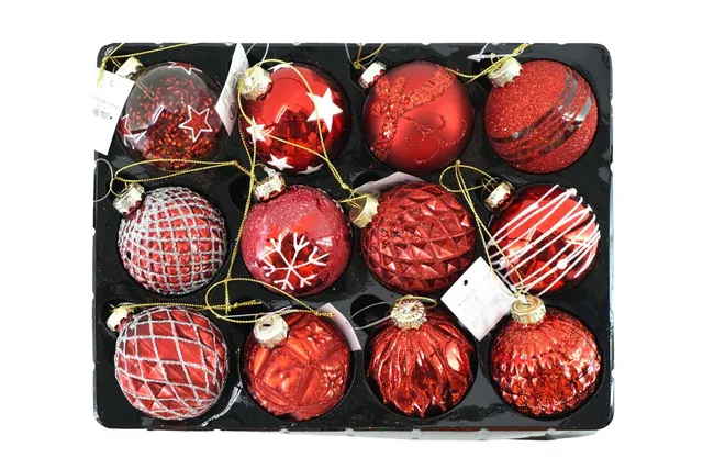 buri-christbaumkugeln-glas-rot-12-st-ck-6-cm image 1