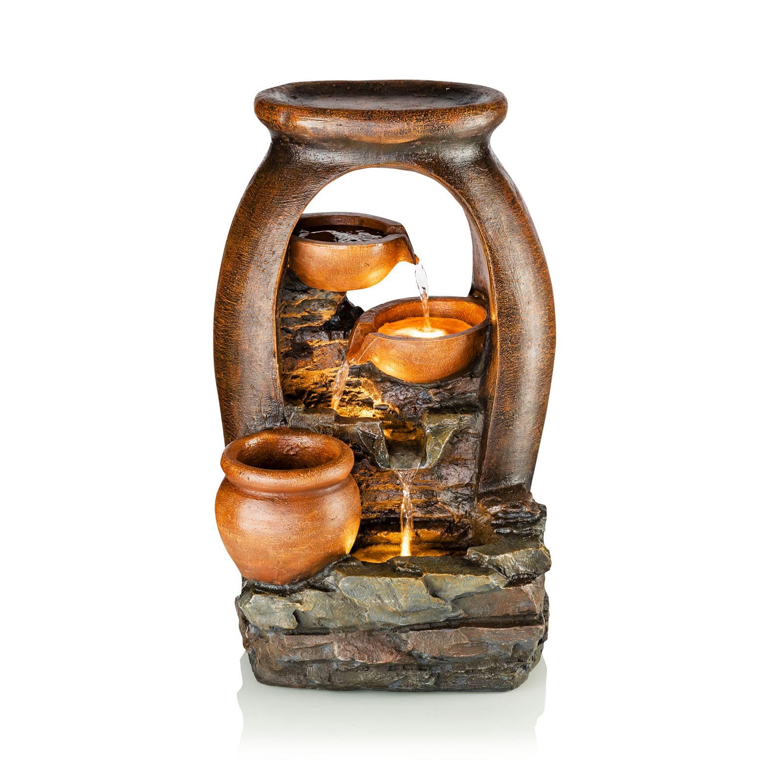buri-led-gartenbrunnen-amphore-50-cm-wasserspiel-mit-pflanztopf-und-warmwei-er-l image 1