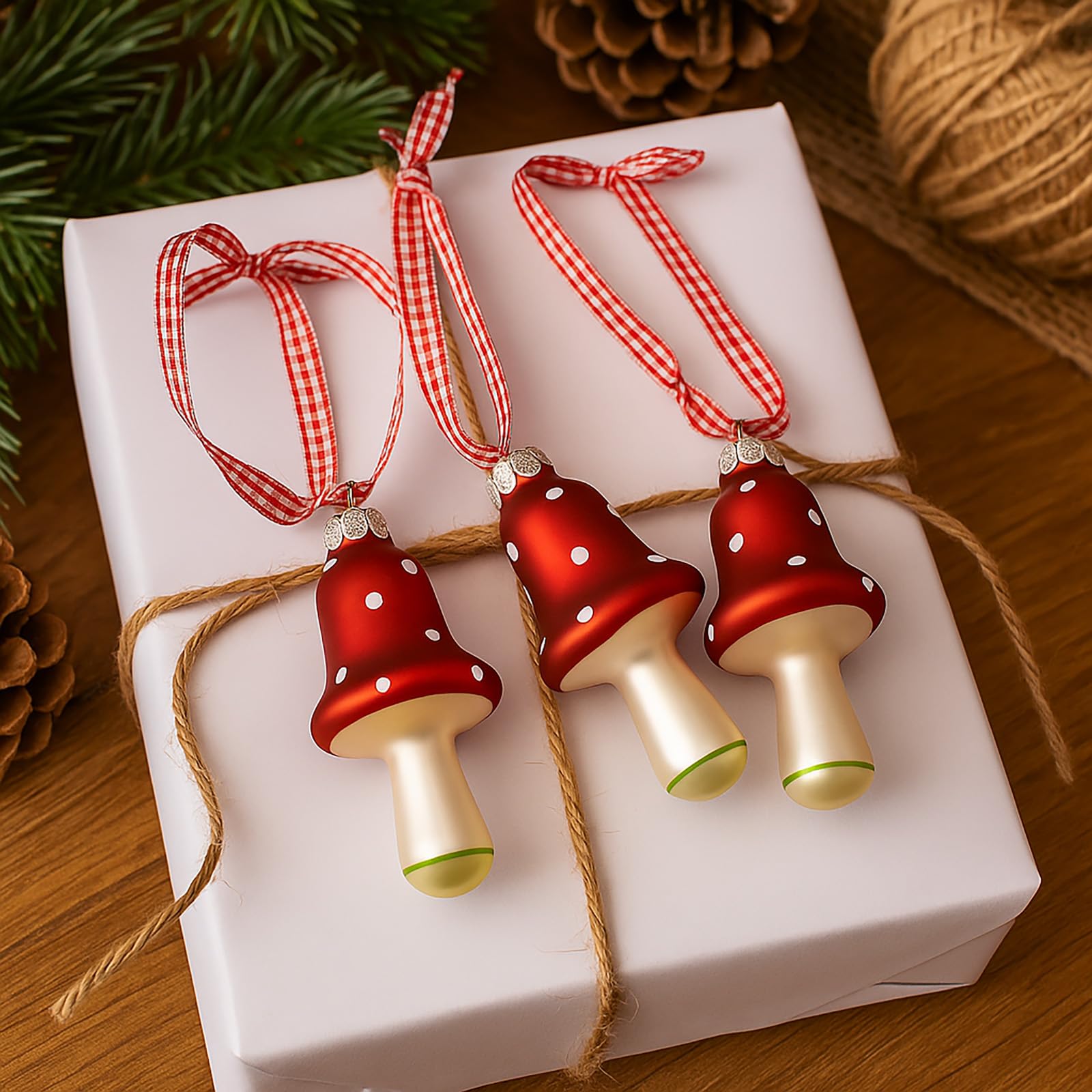buri-weihnachtsbaumschmuck-pilz-4er-set-glas-fliegenpilz-anh-nger-rot-wei-8-cm image 6