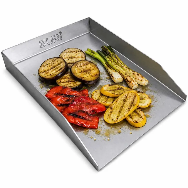 buri-plancha-grillplatte-30x20-cm-edelstahl-2-mm-offene-vorderseite-bbq image 1