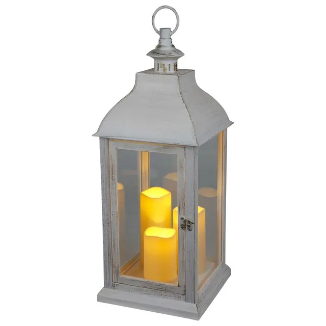buri-xxl-laterne-60-cm-wei-mit-3-led-kerzen-timer image 1