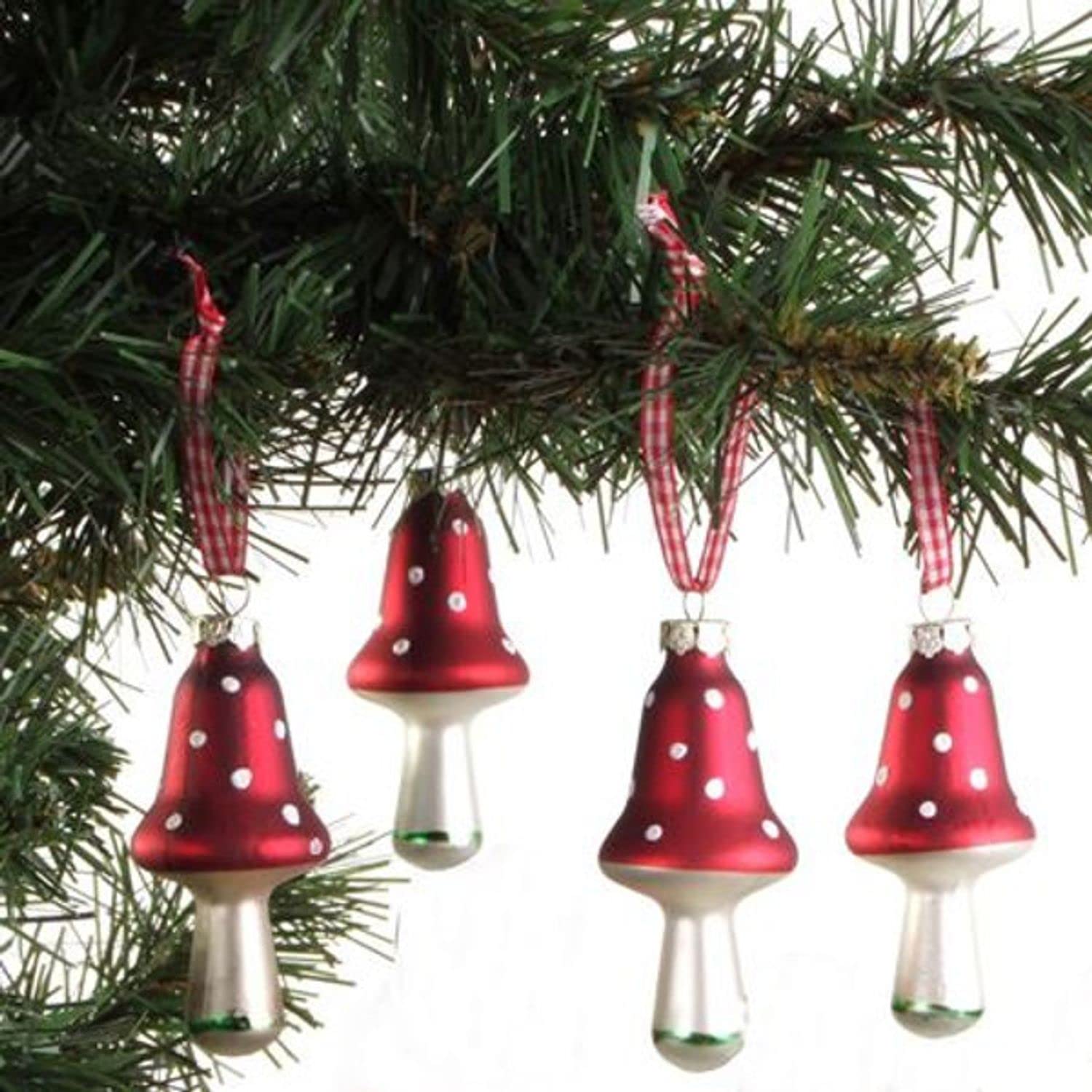 buri-weihnachtsbaumschmuck-pilz-4er-set-glas-fliegenpilz-anh-nger-rot-wei-8-cm image 1