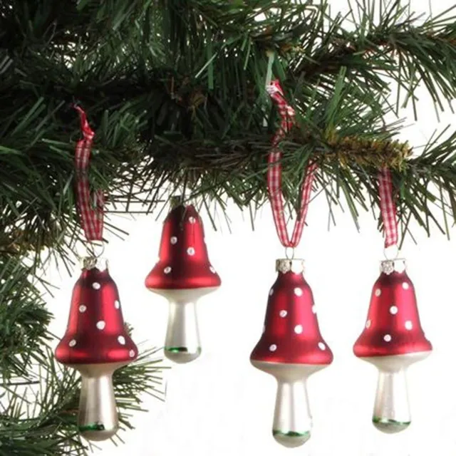 buri-weihnachtsbaumschmuck-pilz-4er-set-glas-fliegenpilz-anh-nger-rot-wei-8-cm image 1