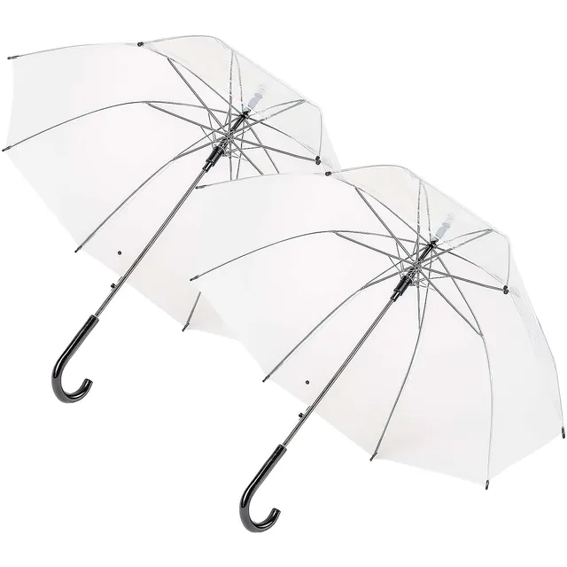 buri-regenschirm-2er-set-transparent-automatikschirm-sturmfest-windfest-90-cm image 1